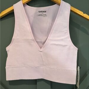 Garage Ribbed V-Neck Crop Tank NWT